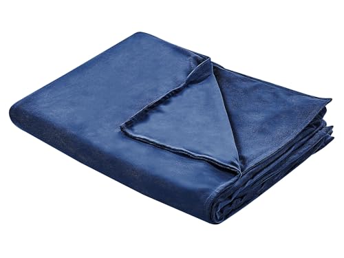 Beliani Bezug für Gewichtsdecken Minky-Stoff 135 x 200 cm Marine blau flauschig Rhea