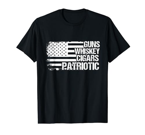 Waffen Whiskey Zigarren patriotisch USA T-Shirt