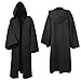 Adult Unisex Tunic hooded Costume | Cosplay Cloak |Knight hood | Halloween Robe Outfits | Cool Fancy Wizard Carnival Cape (Black, Large-XLarge)