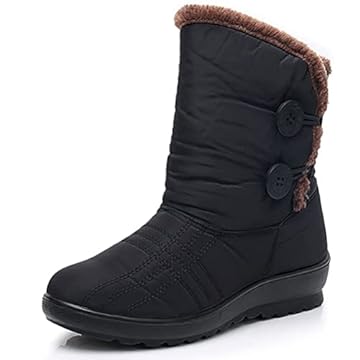 JMSUN Botas Femininas Botas de neve com Forro de Pele Quente Botas de Tornozelo Antiderrapantes Sapatilhas de Camurça com Zip Siz