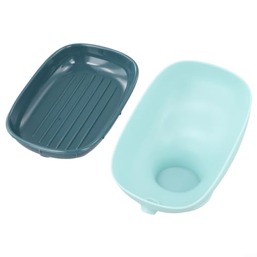 Jabonera de ducha para baño con ventosas fuertes, caja de jabón de doble capa con función de drenaje para un almacenamiento limpio y cómodo de jabón (caja azul)