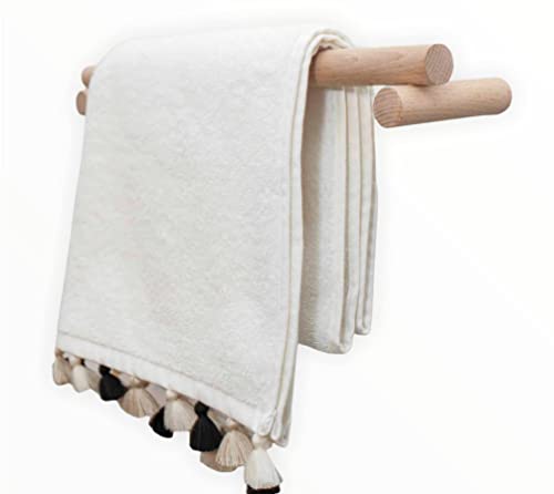 Toallero Baño Toallero de Barra de Madera de Haya Estilo Minimalista 35cm, Toallero Estante Almacenamiento Madera Haya Natural. Elegancia y Estilo! Cover