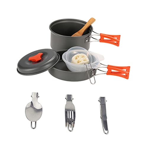 Toddmomy 1Set Person Portable Camping Cookware Lightweight Outdoor Cooking Kit for Hiking Picnics Includes Essential Camping Pans Pots Easy to Store Carry