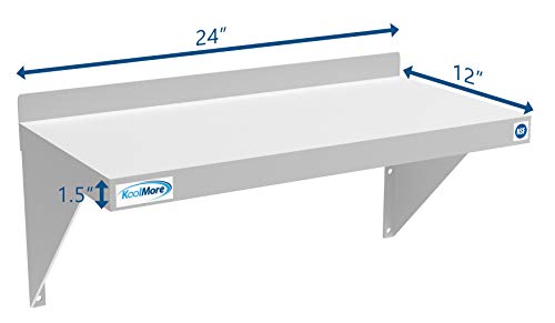 Image of KoolMore NSF Stainless Steel Wall Mount Shelf - Industrial Grade Metal Shelving for Commercial Restaurant Kitchens 12 x 24