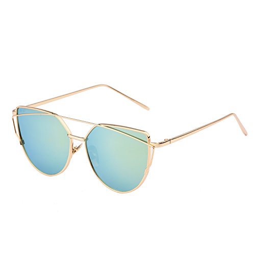 TrendyMate-Womens Street Fashion Metal Twin Beam Flat Mirror Lens Cat Eye Sunglasses … - Main Image