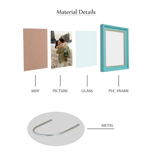 Image of GOLDEN PEACOCK Set of 2 5x7 Inch Photo Frames - Antique Turquoise Blue Finish | Vibrant Wall Hanging & Tabletop Picture Frames for Home Decor, Living Room & Gifting