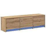 vidaXL TV-Schrank mit LED Eichenholz 140x34x40 cm Holzwerkstoff | Dekorative Akzente, modernes Design, 3 Schiebetüren, reichlich Stauraum, Medienkonsole, Möbel, Unterhaltungszentrum