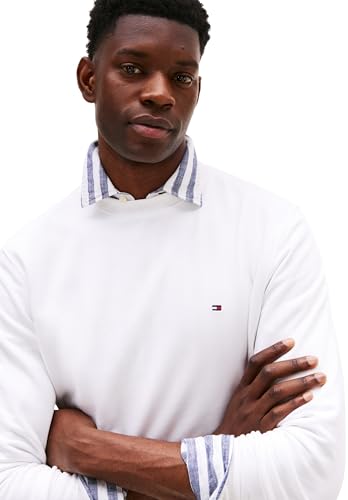 Tommy Hilfiger Herren Sweatshirt Essential Terry Crewneck mit Rundhalsausschnitt, Weiß (White), S – Ansicht 4