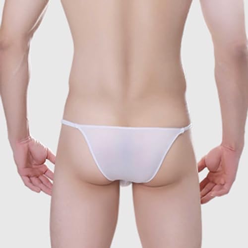 Men's Ice Silk Briefs, Sexy Strappy Underwear Soft Low Rise Panties Sheer Bulge Enhancing Pouch Underwears3