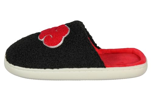 Bioworld Naruto Akatsuki Chenille Red Cloud Glitter Accent Design Non-Slip Velveteen Lined House Slippers For Men Women4