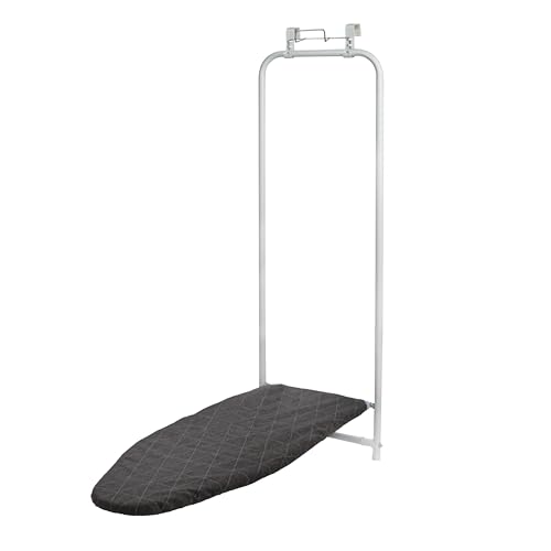 Household Essentials Over-The-Door Ironing Board with Iron Holder | Compact,