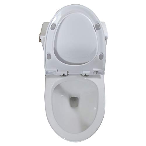 Winzo Modern One-Piece Toilet Elongated Comfortable Seat Height High Efficiency Left-Hand Trip Lever 3" Side Single Flush 1.28 Gpf Soft Closing Seat White (5024T) #TOP4