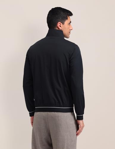 Image of U.S. POLO ASSN. Men's Black Color-Block High neck Long Sleeve Casual Polyester Regular Fit Jacket