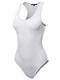 Fashion Basic Premium Cotton Racerback Sleeveless Tank Body Suit White S