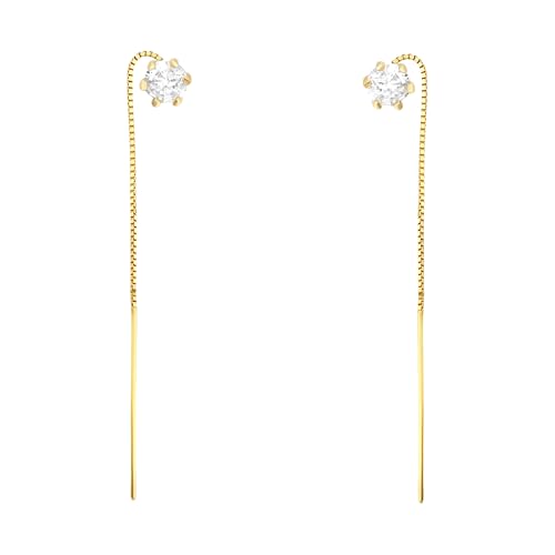 SOFIA MILANI - Boucles d'Oreilles pour Femme en Argent 925 - Plaqué Or - avec Pierre de Zircon - Boucle d'oreille à fil en Forme de Barre - E2558