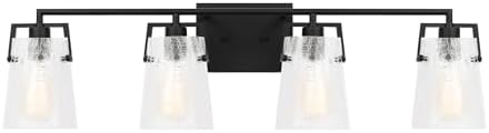 Scott Living 4-Light Crofton Modern Wall Sconce Midnight Black DJV1034MBKCKG, Vanity Lights for Bathroom Decor, Bathroom Lighting Fixtures Over Mirror, Home Improvement Wall Lights for Bedroom Decor