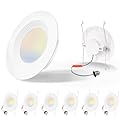 Energetic 6 Pack 5/6 Inch 5CCT LED Recessed Light Retrofit, Dimmable Can Lights with Baffle Trim, 2700K/3000K/4000K/5000K/6500K Selectable, 12.5W=100W, 950LM Downlight, IC & Wet Rated, ETL & FCC