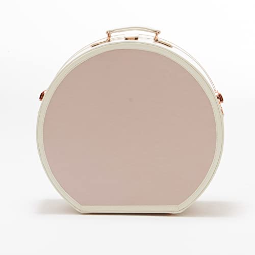 COTRUNKAGE Small Floral Round Hat Box Vintage Luggage Cosmetic Case (D.18, Cherry Pink)3