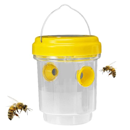 Trampa Colgante para avispones para Exteriores, Kit de Trampa para Avispas y avispones con Botella de plástico para el Control de Mosquitos, Moscas y jejenes(Yellow,1pcs)