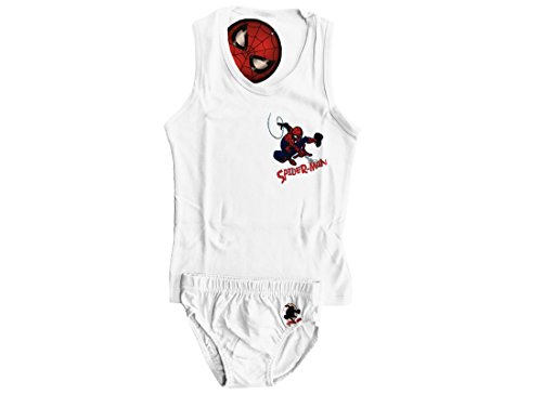 Coordinato Completino Intimo Spiderman Canotta + Slip MV13059 (4/5, Bianco)