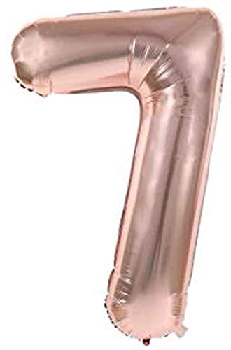 Party Time - 40inch Jumbo Number Foil Balloons, Rose Gold Huge Number Balloons Giant Letter Balloons for Baby Birthday Party, Wedding, Bridal Shower Engagement Photo Shoot, Anniversary etc. (7)