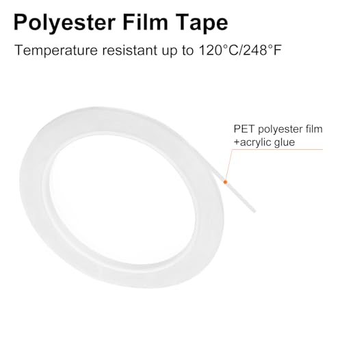 Image of uxcell 4 Rolls Transparent 0.13 Inch x 72 Yards Polyester Film Electrical Tape PET Tape High Temperature Heat Resistant Tape for Transformer Motor Wire 5S Positioning Logo,3.2mm x 66m