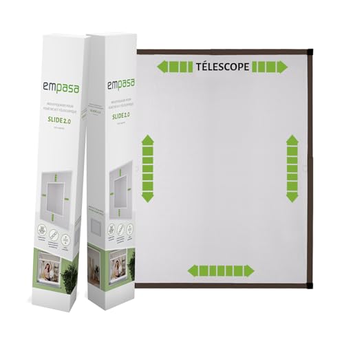 empasa Fliegengitter Teleskopbausatz SLIDE 2.0 für Fenster ohne Sägen ausziehbar Teleskoprahmen aus Aluminium Insektenschutz Mückengitter 120 x 140 cm Farbe:braun