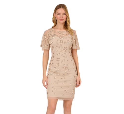 Image of Adrianna Papell Womens Beaded Cocktail Dress
