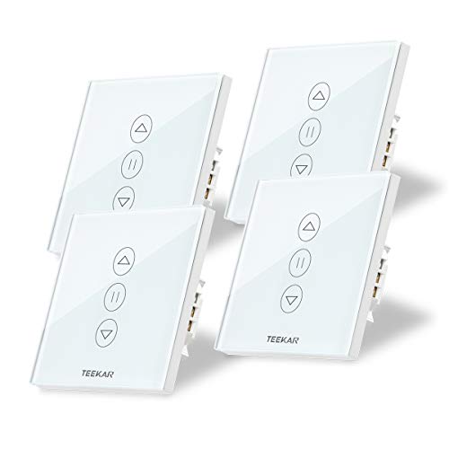 TEEKAR [3u00aa Generación] WiFi Interruptor Persiana, LED Controlable, Compatible Con Alexa Echo Y Google Assistant, Interruptor De Reloj De Obturador Para Motor De Obturador De Motor Tubular 4Pack
