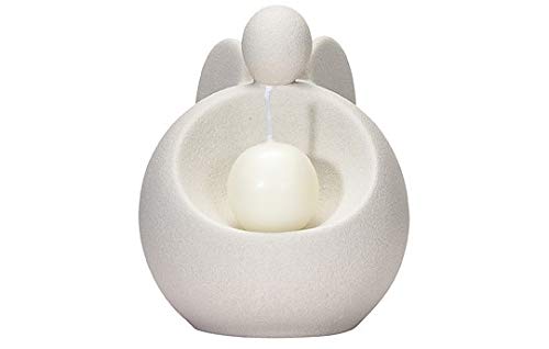 Lineasette - Angeli con Candela in Gres Porcellanato, Angioletto con Lumino, Soprammobile Decorativo, Decorazione Natalizia, Prodotto Artigianale Made in Italy