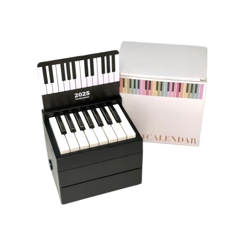 Calendrier piano 2025 noir avec 27 cartes musicales et 52 chansons pour bureau