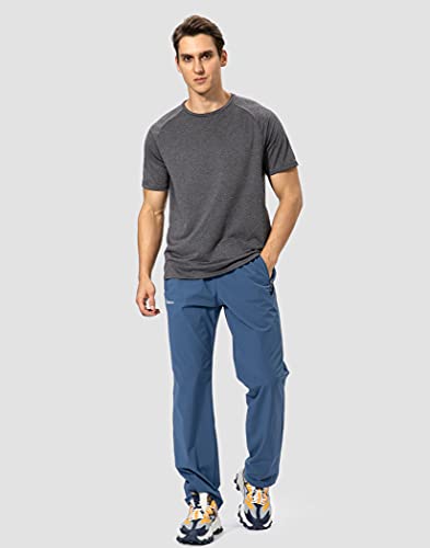 Pudolla Calça masculina atlética para treino com cintura elástica e bolsos com zíper, Lyons Blue, XX