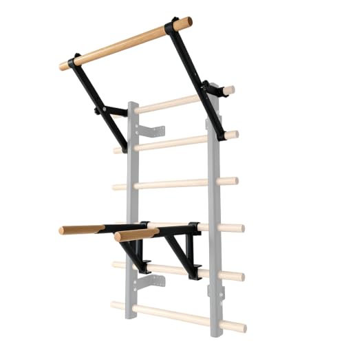 Pull Up Bar & Dip Bar Attachment for Swedish Wall Ladder Home Gym Training