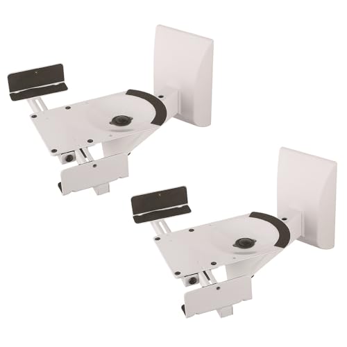 NEG Beam201 Universal Wandhalterung für Surround Speaker u. Regal Lautsprecher bis 25kg, flexibel einstellbar, neigbar (+/- 7°), schwenkbar (180°), drehbar (360°) Farben weiß, schwarz, Silber