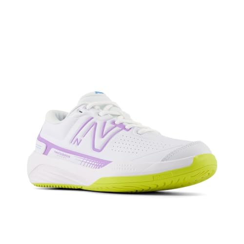 New Balance New Balance Women's 696 V5 Hard Court Tennis Shoe, White/Black, 5 W