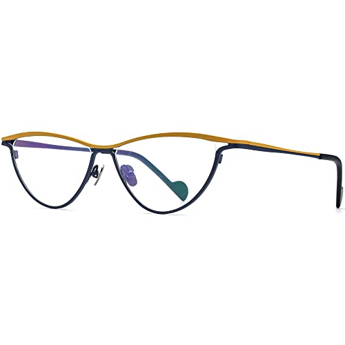 Image of FONEX Colorful Pure Titanium Glasses Frame Women Retro Round Eyeglasses