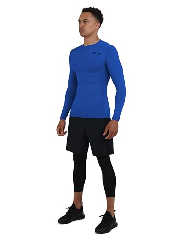 TCA Men's HyperFusion Compression Base Layer Top Long Sleeve Under Shirt - Crew Neck - Dazzling Blue, S - Image 6