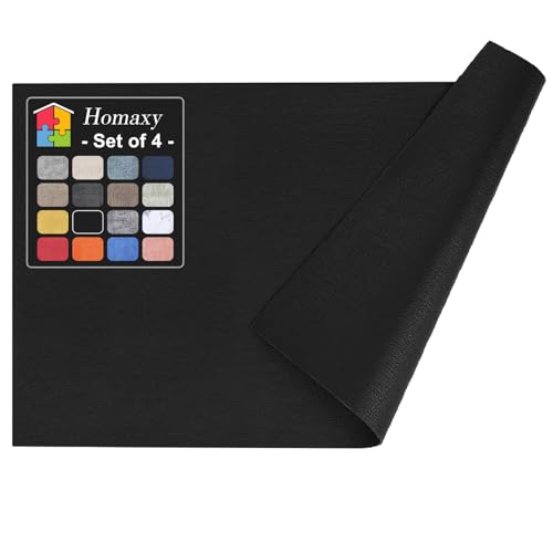 Homaxy PU Faux Leather Placemats for Dining Table, Set of 4, Black