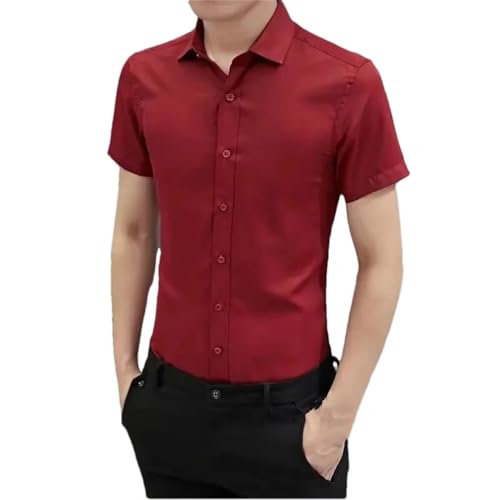 Chemise décontractée homme bordeaux taille 5XL coupe ample unie