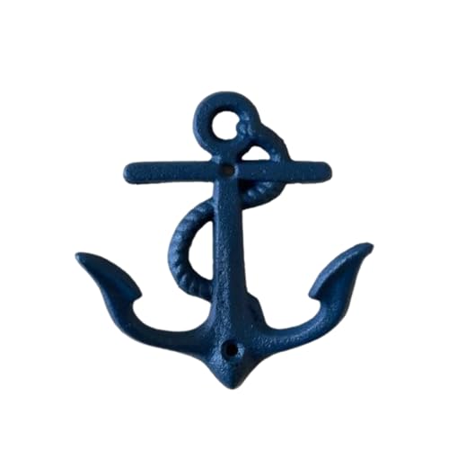 Seaside No.64 - decoración marinera - perchero ancla - perchero pared - perchero decoración pasillo - fabricado en hierro fundido - decoración baño - regalos - (azul oscuro)