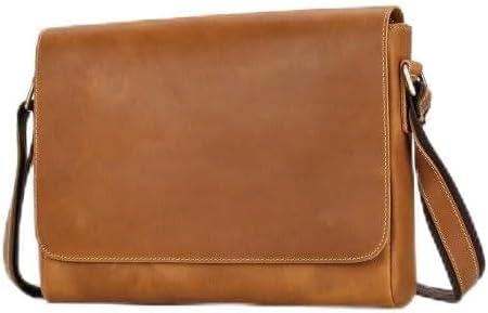 Men's Single Shoulder Bag Crossbody Genuine Leather Office with Flap Enlarged Design