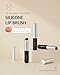 STUDIO17 Silicone Lip Brush for Lip Coloring | Lip Makeup Brush for Even & Detailed Application on Lip Color | Silicone Tip for Easy Use & Hygiene | Korean Lip Brush with Portability, Black
