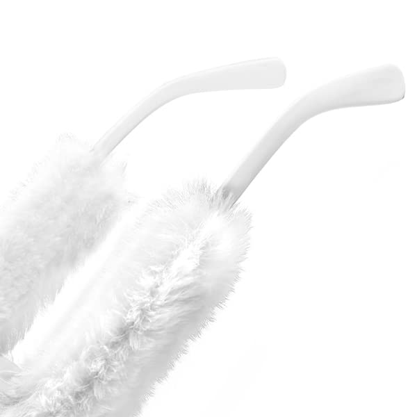 Gafas de sol redondas mullidas de felpa para mujer, estilo punk, de terciopelo suave, hechas a mano, para fiesta, cosplay, B2889, Blanco 9