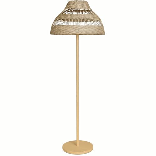 Lumisky Lampadaire sans fil pied metal LED blanc et multicolore dimmable ELION en rotin H168cm avec télécommande
