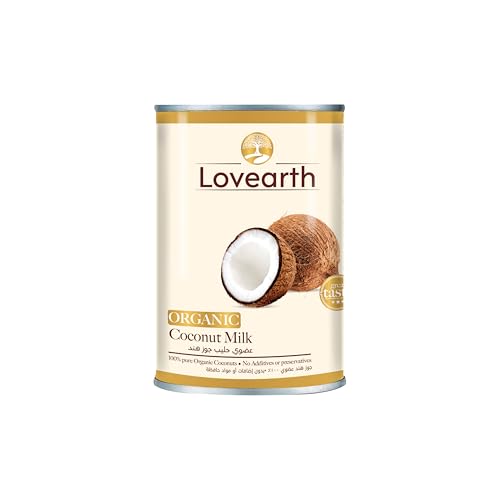 Lovearth Organic Coconut Milk 400ml - DairyFree Cooking Milk 100% Pure Coconut Organic Vegan GlutenFree KetoFriendly No Added Preservatives
