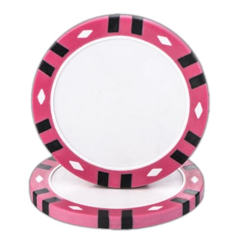 DA VINCI 12-Stripe Clay Composite 12 gram Poker Chips, 100 Heavy Blank Chips suiteable for Direct UV Print, Hot Stamped Foil Imprint, or for Inalid Decals (Pink)