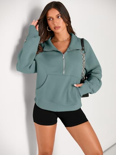 Image of AUTOMET Womens Sweatshirts Half Zip Cropped Pullover Fleece Quarter Zipper Hoodies 2026 Fall Fashion Outfits Clothes