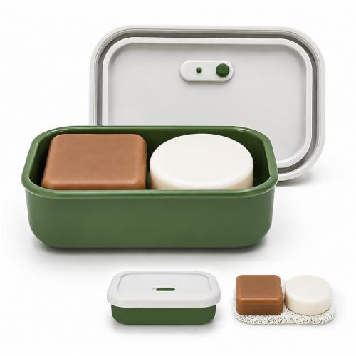 AIDIMMING Large Silicone Travel Soap Case for Shampoo & Conditioner Bar Set
