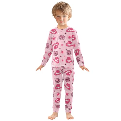 Pajama Sets Long Sleeve Cowboy Hats and Disco Balls Soft Comfy Sleepwear 2 Piece PJS 3-8T2