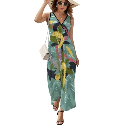 Robe longue d'été sans manches Voile Verte | Chic décontracté
